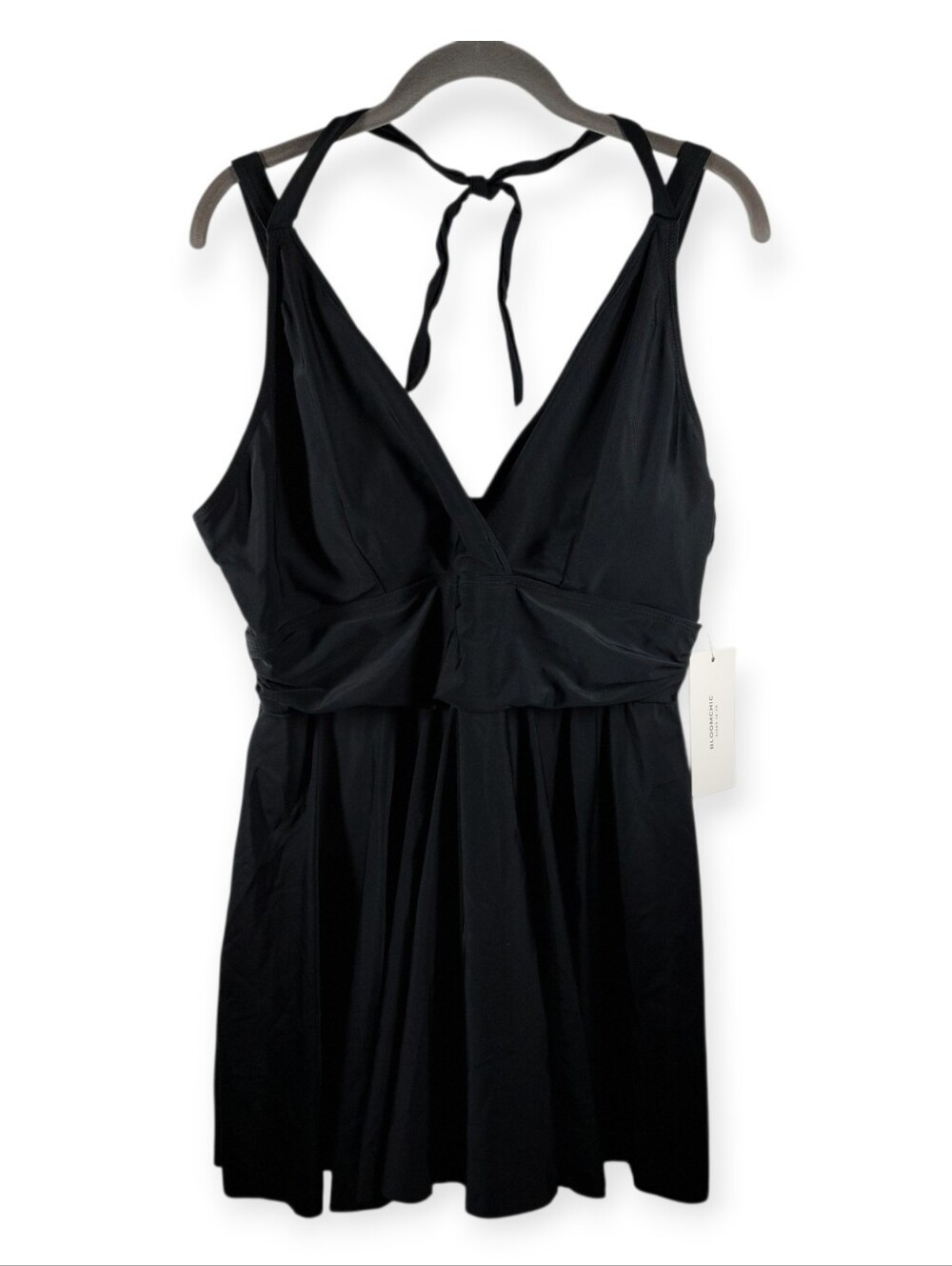 BLOOMCHIC One Piece Strappy Black Swim Dress Size 14 - 16 Beach Sun Pool Vacay
